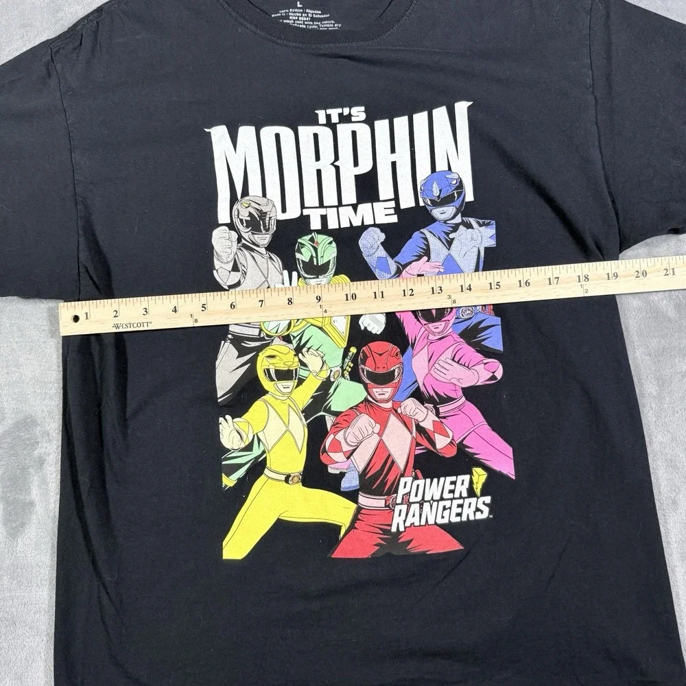 Power Rangers Its Morphin Time Graphic T Shirt Mens Large Black Tee RN 86947